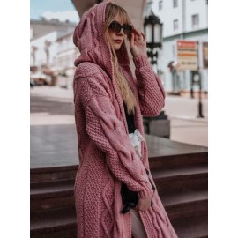 Plus Size - HERTALK Women'S Oversized Hooded Cable Sweater - Winter Warm Long Loose Fit Sweater with Round Neck & Raglan Sleeves, Plus Size Friendly Solid Color Cozy Sweater for Fall/Winter, Casual Elegant Style in & More Neutral Tones (No Chest Pad
