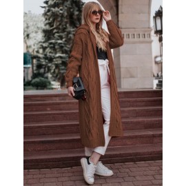 Plus Size - HERTALK Women'S Oversized Hooded Cable Sweater - Winter Warm Long Loose Fit Sweater with Round Neck & Raglan Sleeves, Plus Size Friendly Solid Color Cozy Sweater for Fall/Winter, Casual Elegant Style in & More Neutral Tones (No Chest Pad