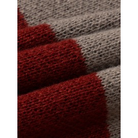Men's Casual Color Block Knit Sweater, Soft Warm Pullover for Fall/Winter