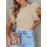 Women'S Apricot Dotted Mesh Ruffle Sleeve Top - Spring Summer Fall Casual to Semi-Formal Shirt, H-Line Silhouette with Round Neck & Breathable Mesh Back, Lightweight Stretchy Blouse for Beach Outfits, Brunch & Casual Attire, Versatile Layering Piece