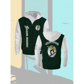 Men's Plus-Size Custom Full-Zip Sweatshirt - Personalized Logo & Text Printing, Size Hoodie for Branding/Gym/Outdoor Wear, Machine Washable Casual Sportswear (Regular Fit) - Orders Welcome Suitable for Gym,, Daily Wear, PLUS SIZE