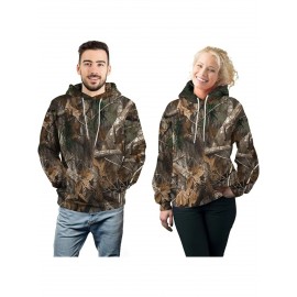 Men's Classic Hunting Camouflage Pullover Sweatshirt, Fuzzy Pullover Sweatshirt, PLUS SIZE