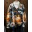 Plus Size Autumn And Winter Women's Clothing, Mink Fur Halloween Oversized Pumpkin Warm Sweater, Full Print V-neck Short Knitted Set