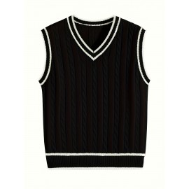 Men's Preppy Striped Color-Block Casual Versatile Knit Vest