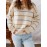 Women'S Multicolor Striped Round Neck Sweater Dress - Long Sleeve A-Line Mini Dress with Multicolor Horizontal Stripes (Pink/) | Spring/Fall Casual to Semi-Formal Outfits | Easy-Care Round Neck Design & Versatile Layering Piece